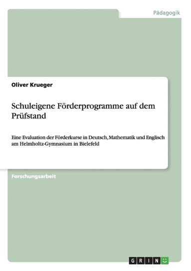 bokomslag Schuleigene F Rderprogramme Auf Dem Pr F