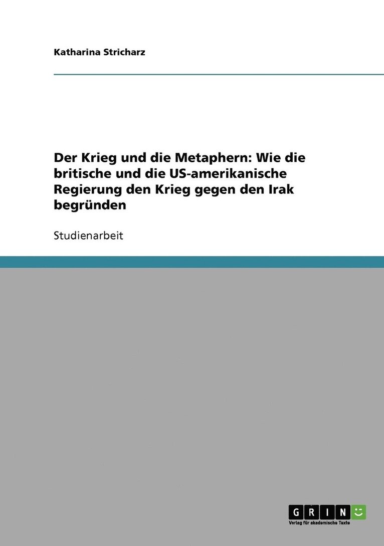 Katharina Stricharz - Krieg und die Metaphern, Häftad