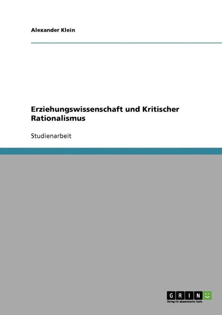 Erziehungswissenschaft Und Kritischer Rationalismus 1