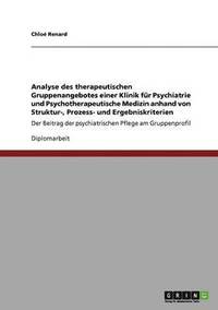 bokomslag Analyse des therapeutischen Gruppenangebotes einer Klinik fr Psychiatrie und Psychotherapeutische Medizin anhand von Struktur-, Prozess- und Ergebniskriterien