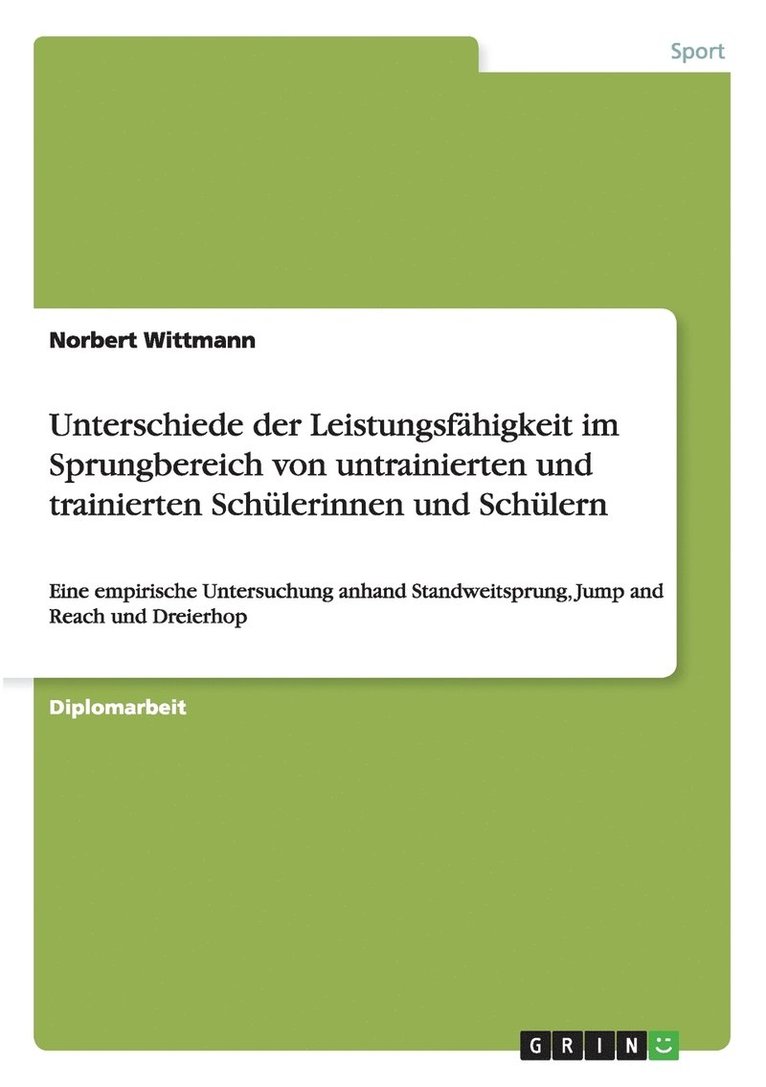 Unterschiede Der Leistungsfahigkeit Im Sprungbereich Von Untrainierten Und Trainierten Schulerinnen Und Schulern 1