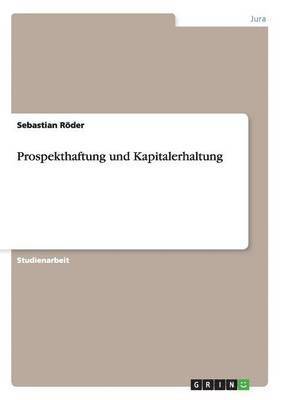 bokomslag Prospekthaftung Und Kapitalerhaltung