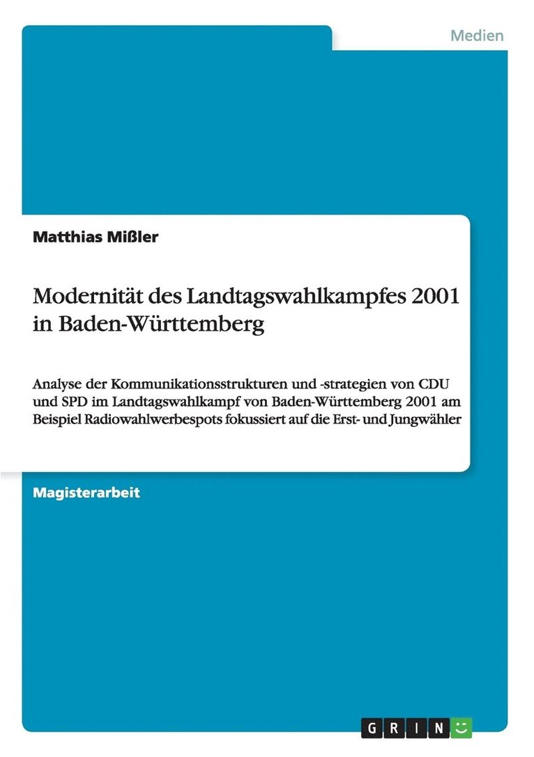 Modernitat Des Landtagswahlkampfes 2001 in Baden-Wurttemberg 1