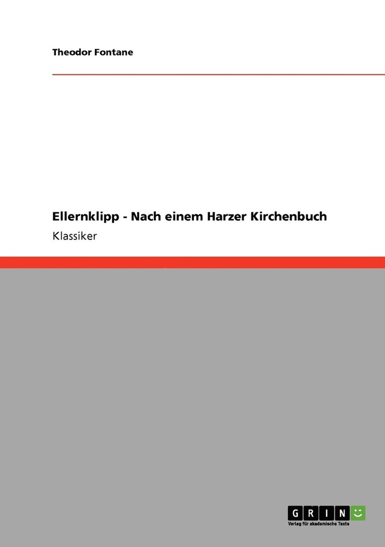 Ellernklipp - Nach einem Harzer Kirchenbuch 1