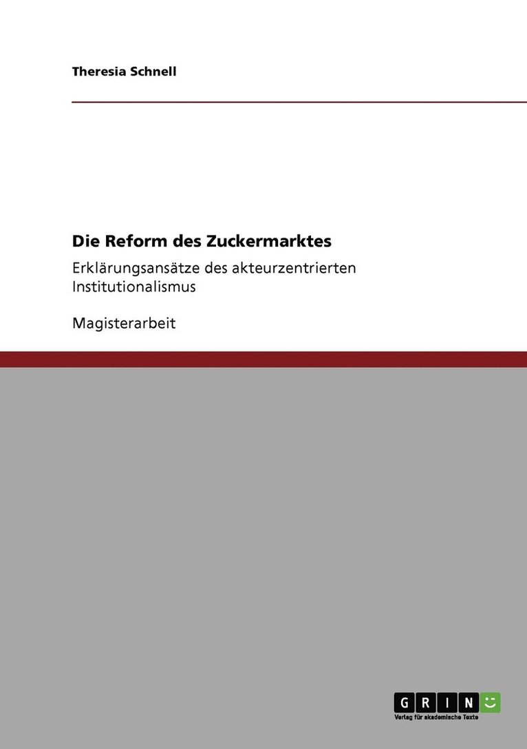 Die Reform des Zuckermarktes 1