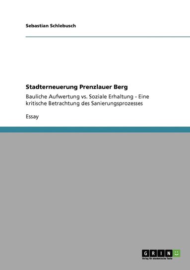 bokomslag Stadterneuerung Prenzlauer Berg