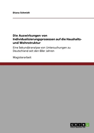 bokomslag Die Auswirkungen von Individualisierungsprozessen auf die Haushalts- und Wohnstruktur