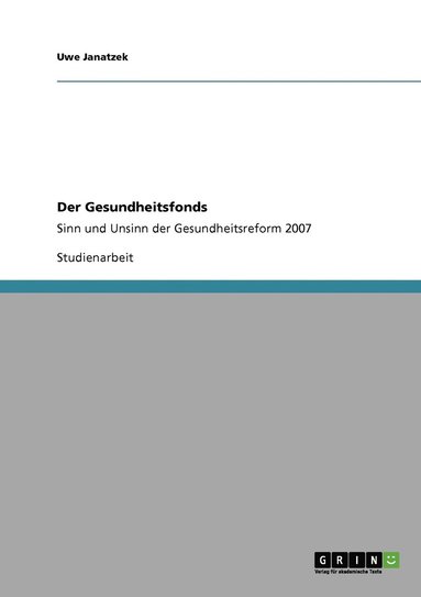 bokomslag Gesundheitsfonds