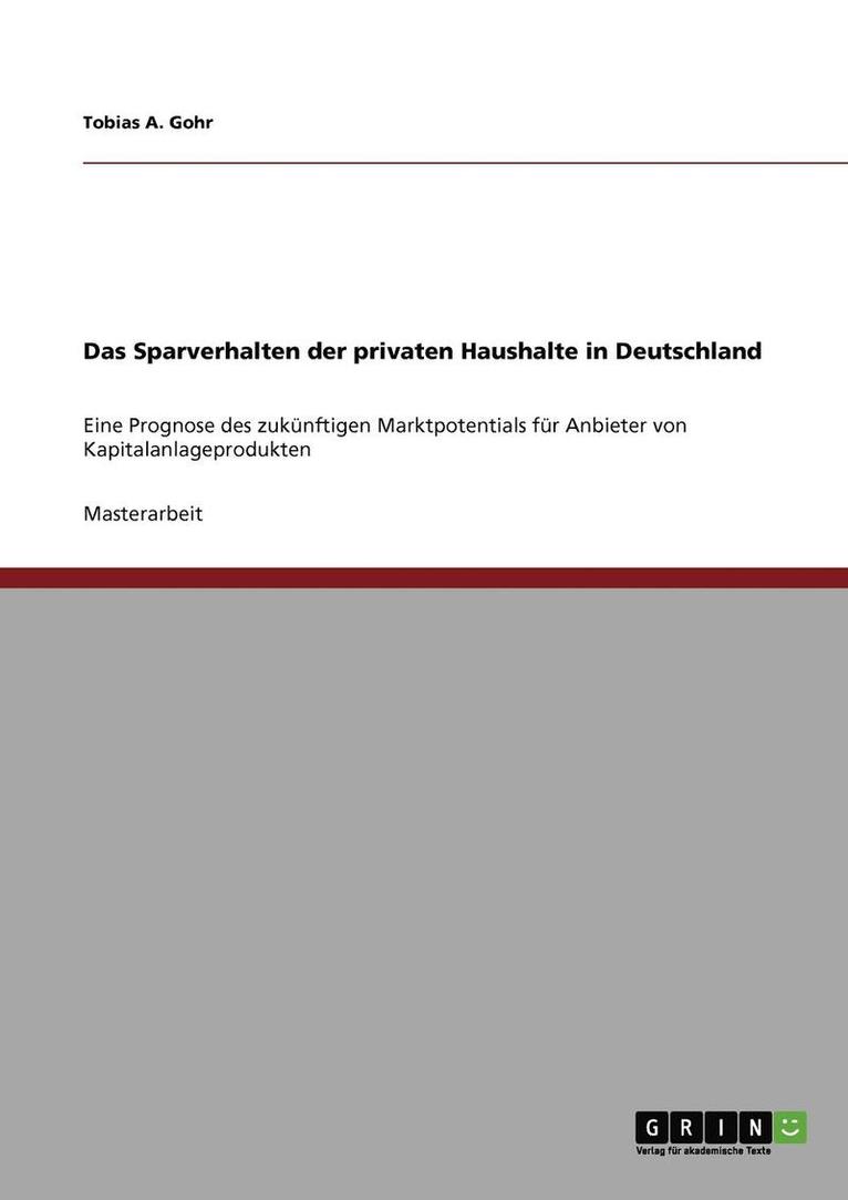 Das Sparverhalten Der Privaten Haushalte in Deutschland 1