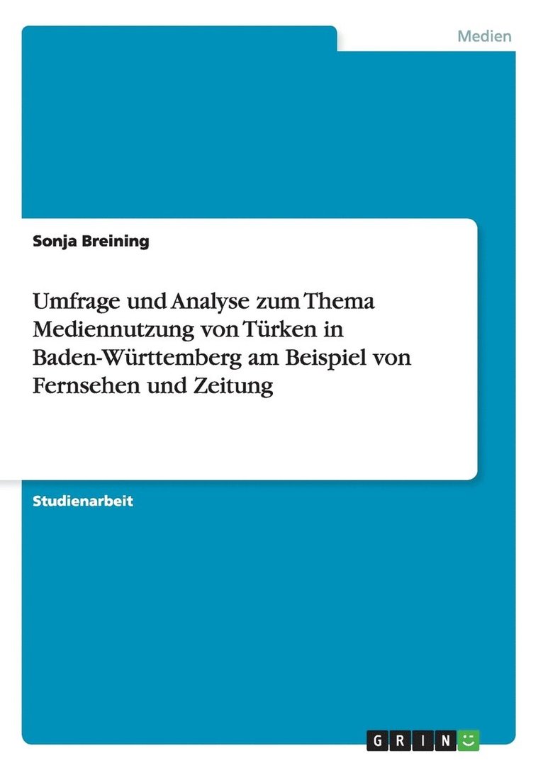 Umfrage und Analyse zum Thema Mediennutzung von Türken in Baden-Württemberg am Beispiel von Fernsehen und Zeitung