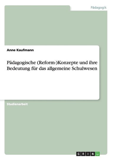 bokomslag P Dagogische  Reform- Konzepte Und Ihre