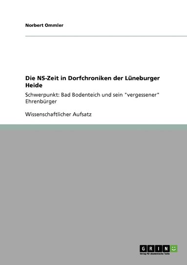 bokomslag Die NS-Zeit in Dorfchroniken der Lneburger Heide