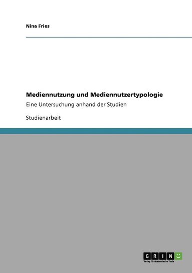 bokomslag Mediennutzung und Mediennutzertypologie