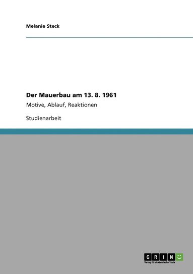 bokomslag Mauerbau am 13. 8. 1961