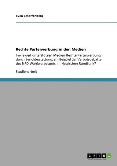 bokomslag Rechte Parteiwerbung in den Medien