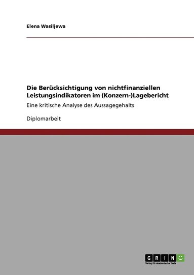 bokomslag Berücksichtigung von nichtfinanziellen Leistungsindikatoren im (Konzern-)Lagebericht