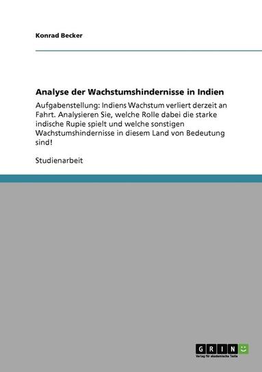 bokomslag Analyse Der Wachstumshindernisse in Indien