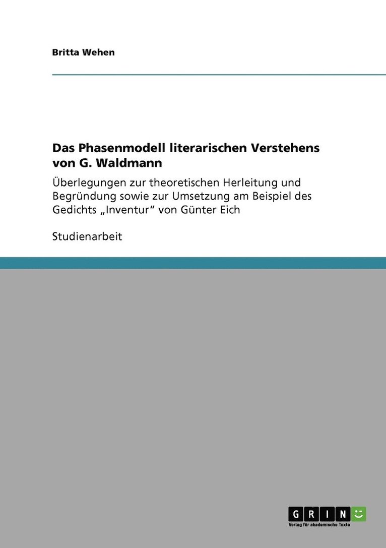 Das Phasenmodell literarischen Verstehens von G. Waldmann 1