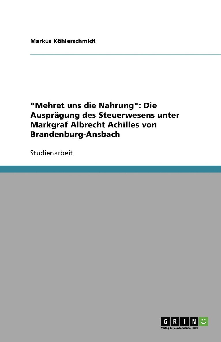 'Mehret uns die Nahrung' 1