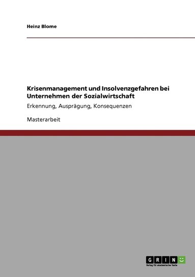 bokomslag Krisenmanagement und Insolvenzgefahren bei Unternehmen der Sozialwirtschaft