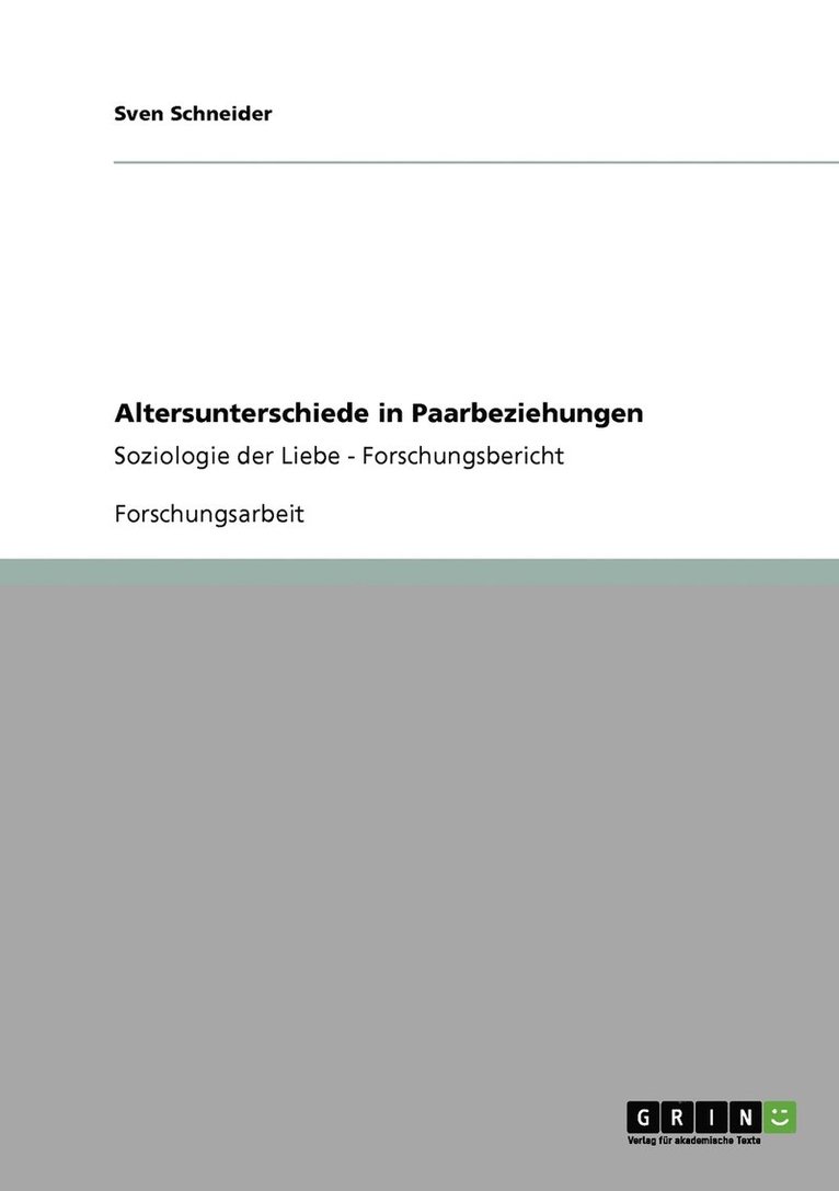Sven Schneider - Altersunterschiede in Paarbeziehungen, Häftad