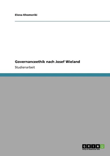 bokomslag Governanceethik nach Josef Wieland