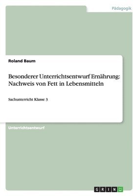 bokomslag Besonderer Unterrichtsentwurf Ernahrung