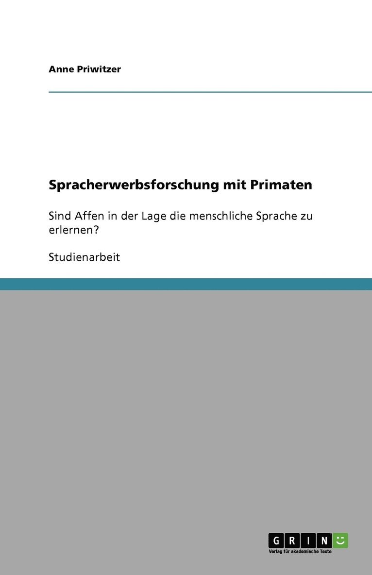 Anne Priwitzer - Spracherwerbsforschung mit Primaten, Häftad