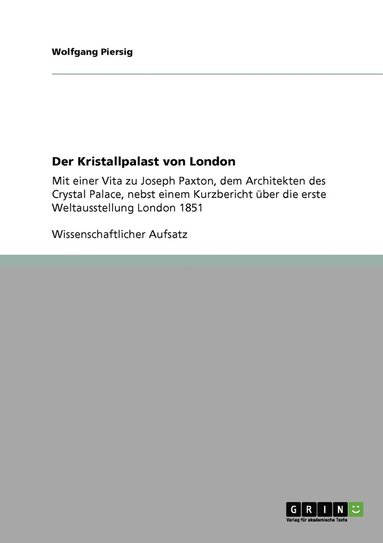 bokomslag Der Kristallpalast von London