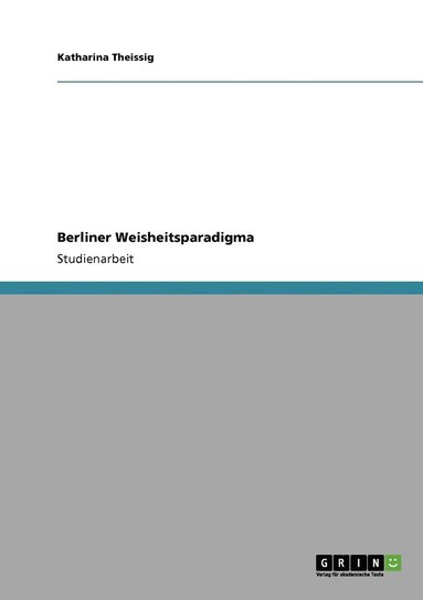 bokomslag Berliner Weisheitsparadigma