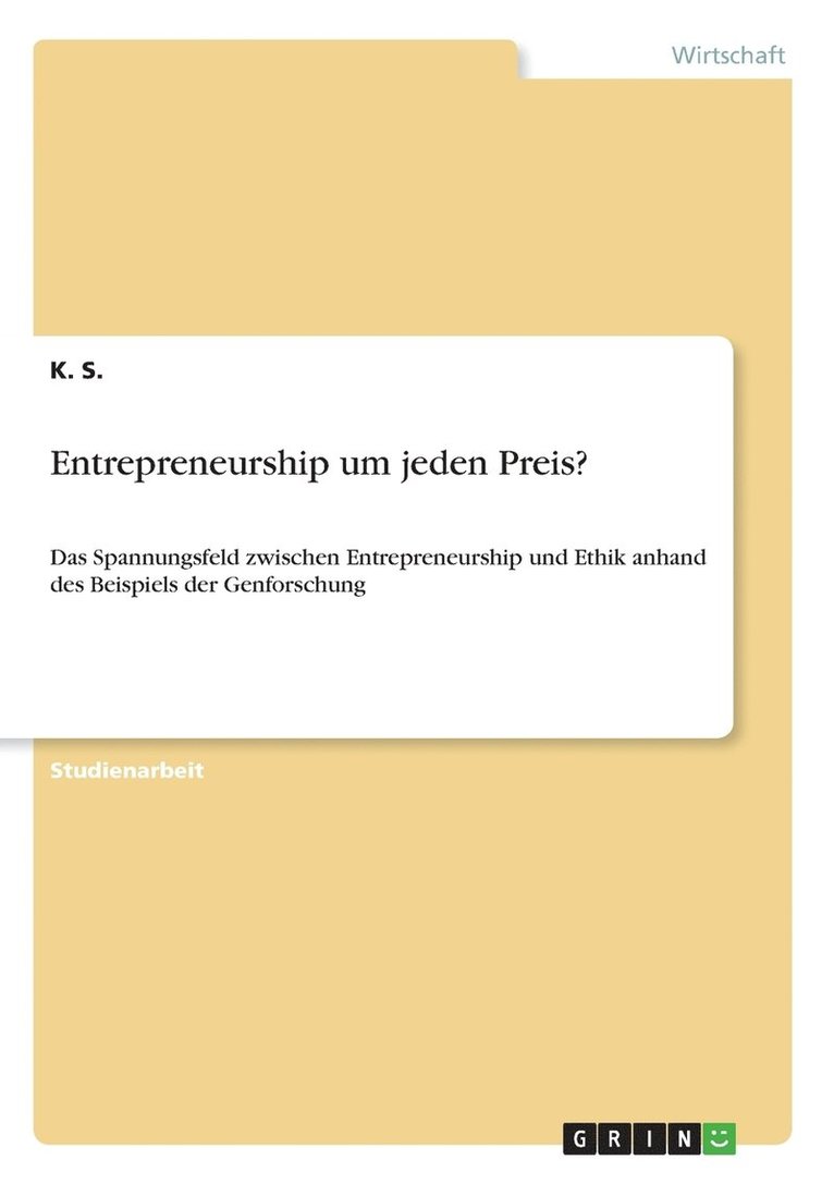 Entrepreneurship um jeden Preis? 1