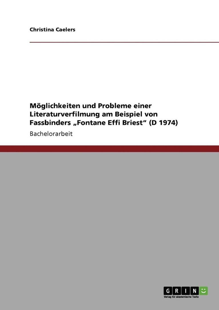 M glichkeiten Und Probleme Einer Literaturverfilmung 1