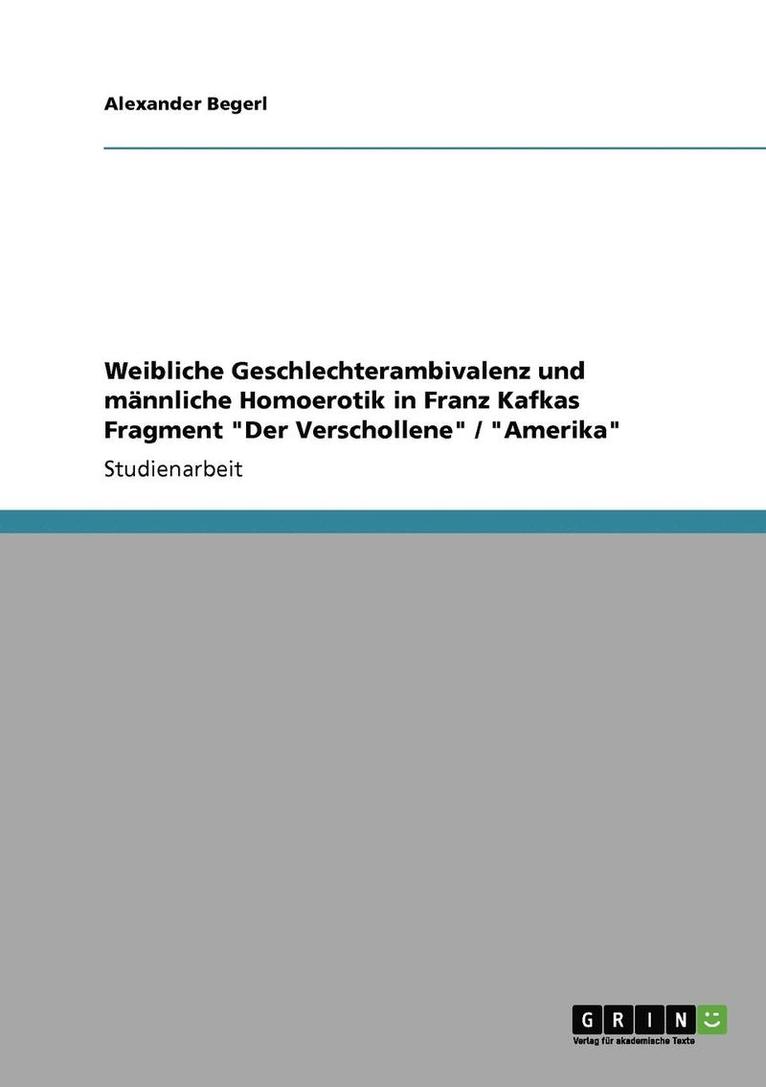 Alexander Begerl - Weibliche Geschlechterambivalenz und männliche Homoerotik in Franz Kafkas Fragment "Der Verschollene" / "Amerika", Häftad
