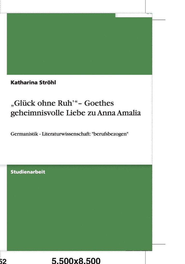 &quot;Glck ohne Ruh' &quot;- Goethes geheimnisvolle Liebe zu Anna Amalia 1