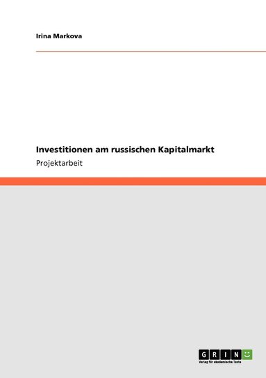 bokomslag Investitionen am russischen Kapitalmarkt