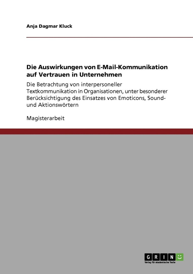 Die Auswirkungen von E-Mail-Kommunikation auf Vertrauen in Unternehmen 1