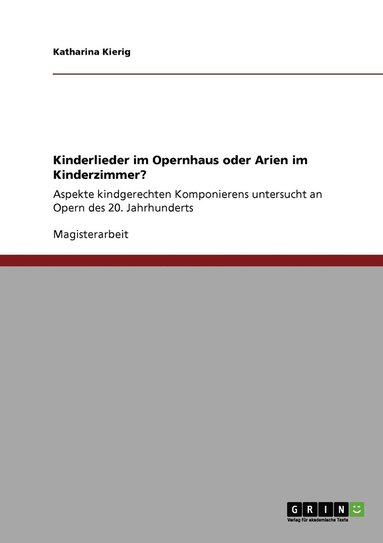 bokomslag Kinderlieder im Opernhaus oder Arien im Kinderzimmer?