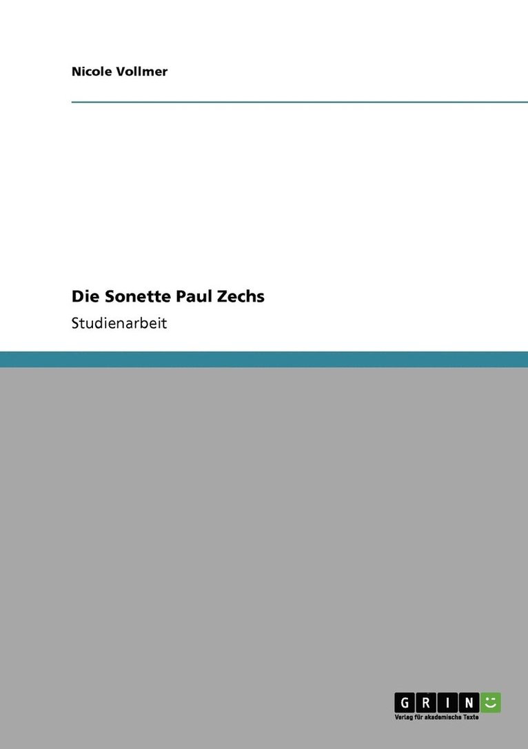 Die Sonette Paul Zechs 1