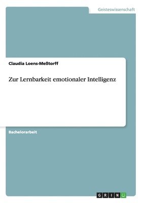 bokomslag Zur Lernbarkeit Emotionaler Intelligenz