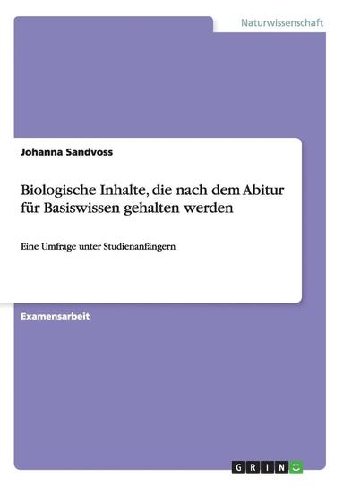 bokomslag Biologische Inhalte, Die Nach Dem Abitur Fur Basiswissen Gehalten Werden