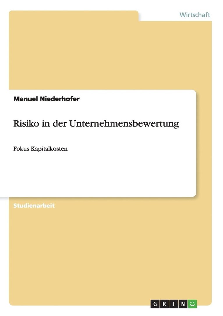 Risiko in Der Unternehmensbewertung 1