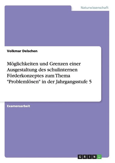 bokomslag Mglichkeiten und Grenzen einer Ausgestaltung des schulinternen Frderkonzeptes zum Thema &quot;Problemlsen&quot; in der Jahrgangsstufe 5