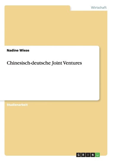bokomslag Chinesisch-deutsche Joint Ventures