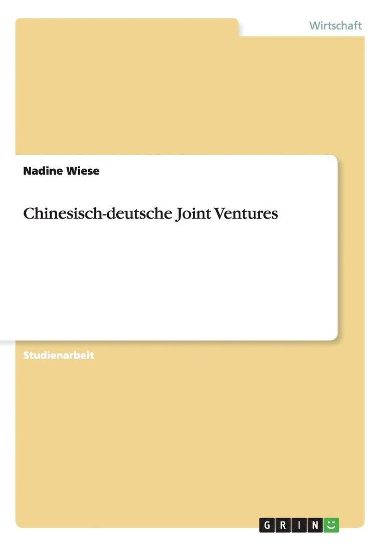 Chinesisch-deutsche Joint Ventures 1