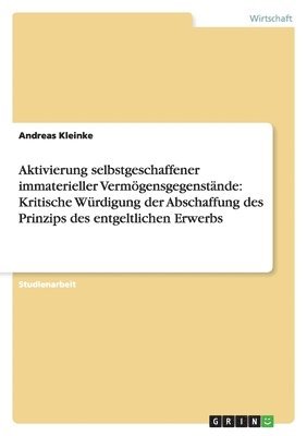 Aktivierung selbstgeschaffener immaterieller Vermgensgegenstnde 1