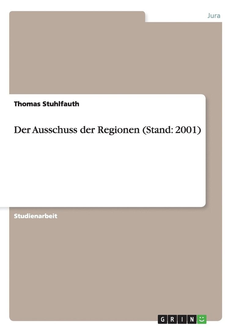 Thomas Stuhlfauth - Ausschuss der Regionen (Stand, Häftad