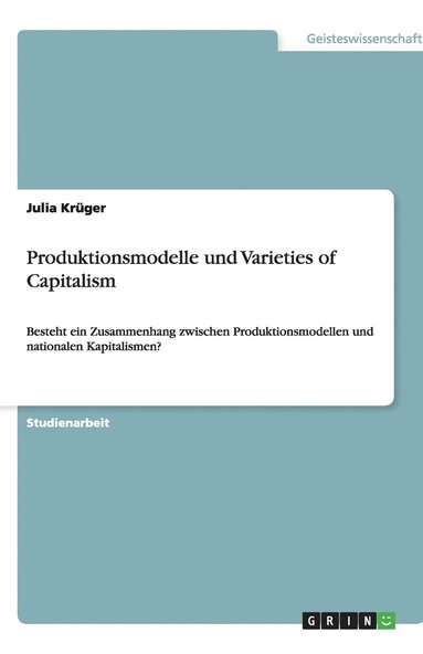 bokomslag Produktionsmodelle und Varieties of Capitalism