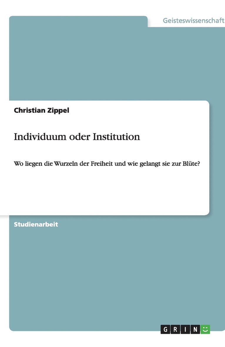 Individuum oder Institution