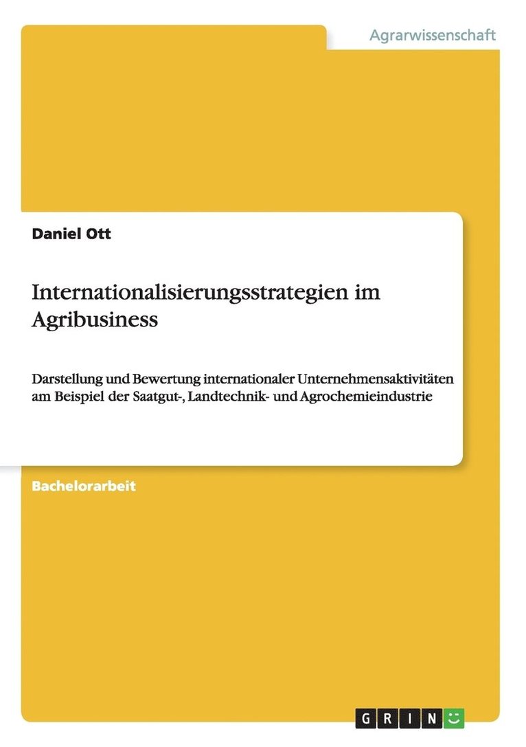 Daniel Ott - Internationalisierungsstrategien im Agribusiness, Häftad