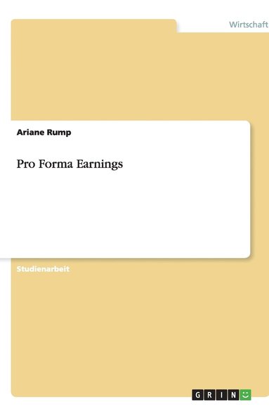 bokomslag Pro Forma Earnings